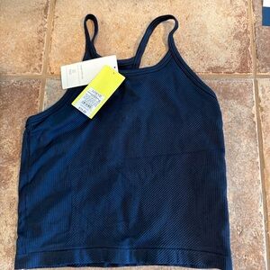 Girls Navy Blue Ribbed Tank Top
